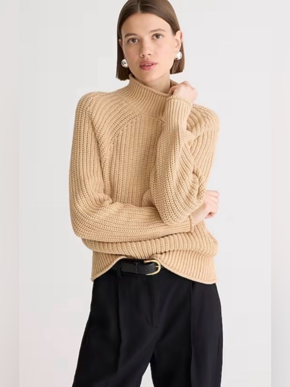 J. Crew Relaxed Rollneck Sweater candy beach tan size 2X